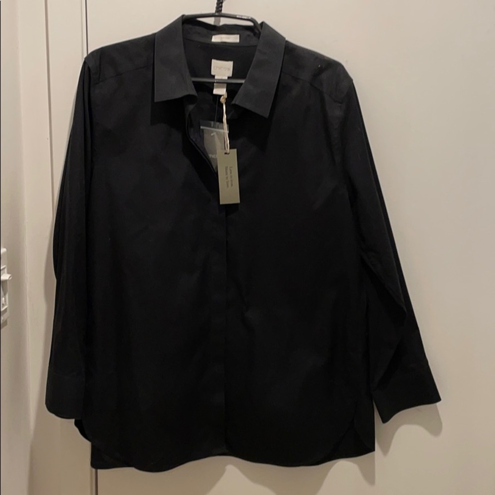 Chico’s No Iron black shirt, Size 3P/XLO